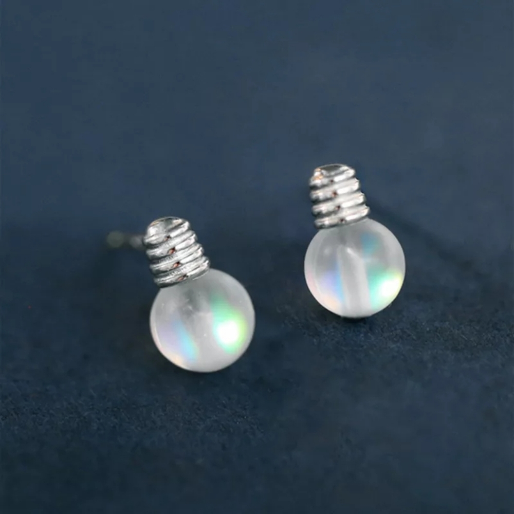 *New* Light bulb sterling silver moonstone earrings